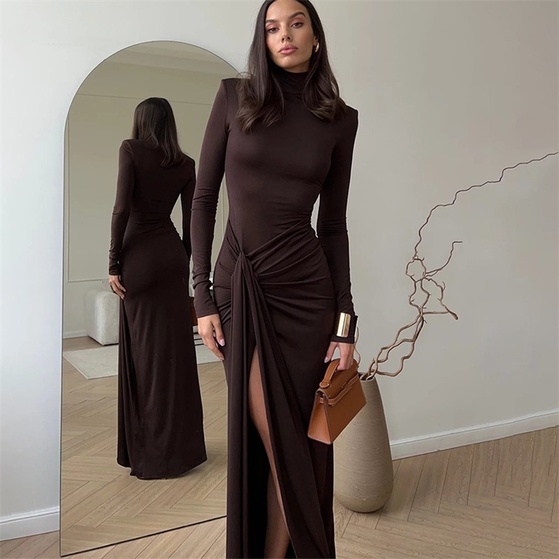 Women'S Formal Wear For Wedding Guest - Autumn Women Prom Dress High Neck