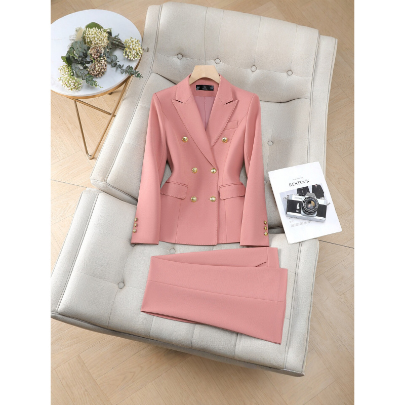 Elegant double-breasted women' - Women Formal Wear Shirt And Pant 评论和价格