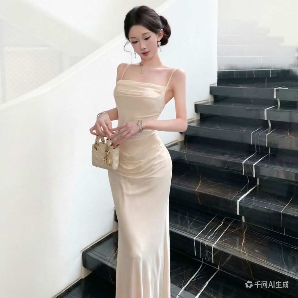 Chic Beige mesh Slip Dress Ele - Women Formal Wear Xxl 评论和价格