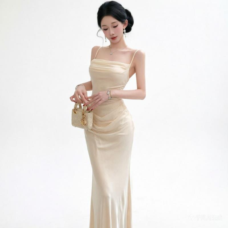 Chic Beige mesh Slip Dress Ele - Women Formal Wear Xxl 评论和价格