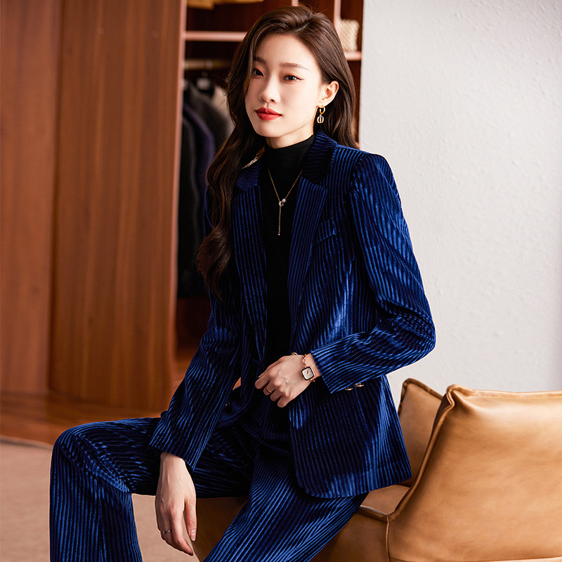 Women's velvet blazer for autu - Women Formal Wear Shirt And Pant 评论和价格
