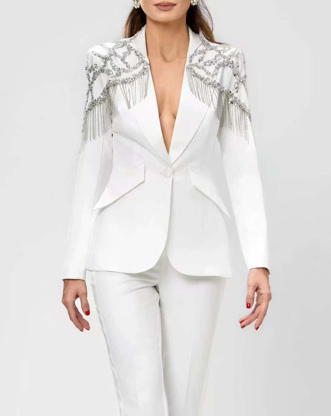 Crystals Beading Women Suit Se - Women'S Formal Wear For Wedding Guest 评论和价格