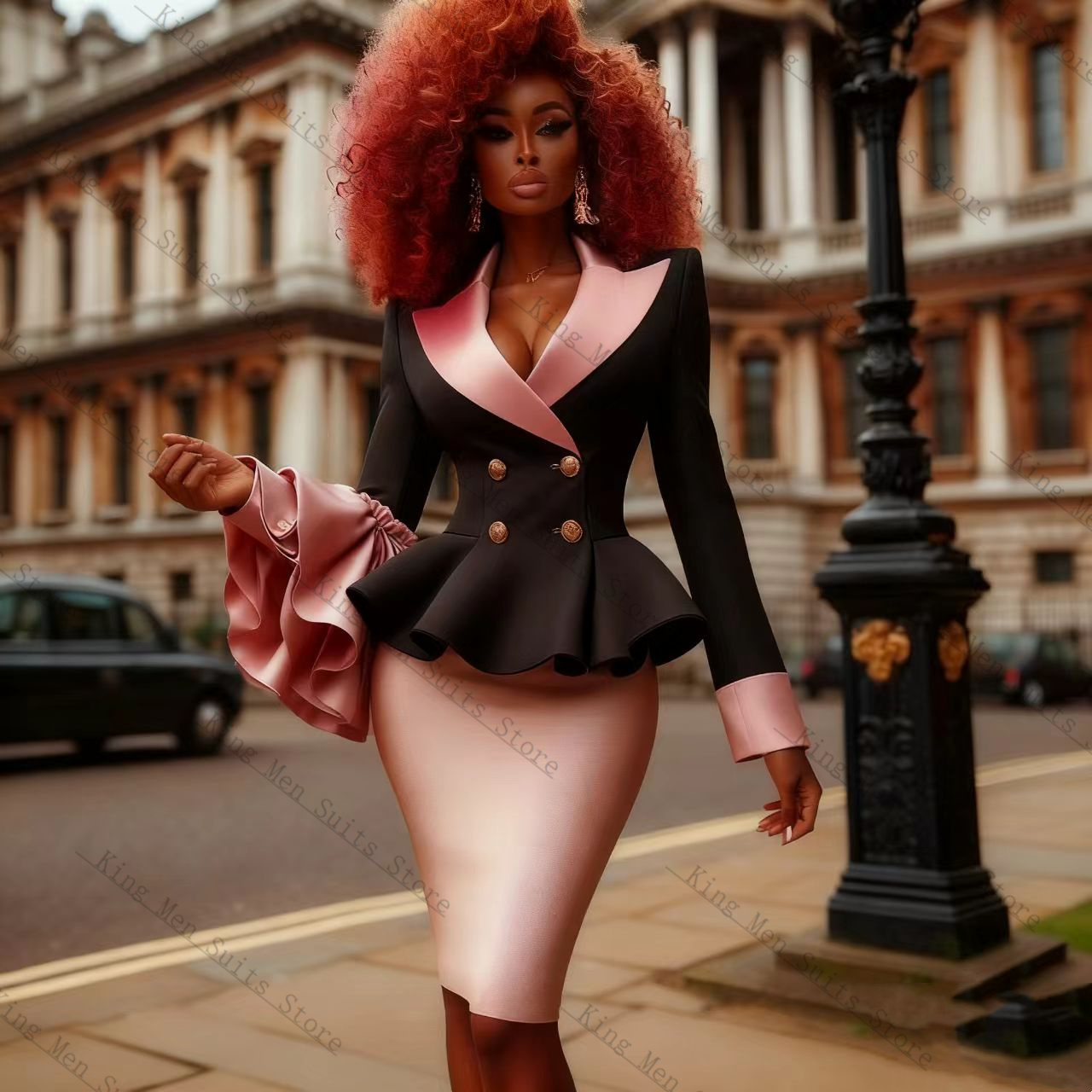 Black Pink Women Suit Set 2 Pc - Women'S Formal Wear For Wedding Guest 评论和价格