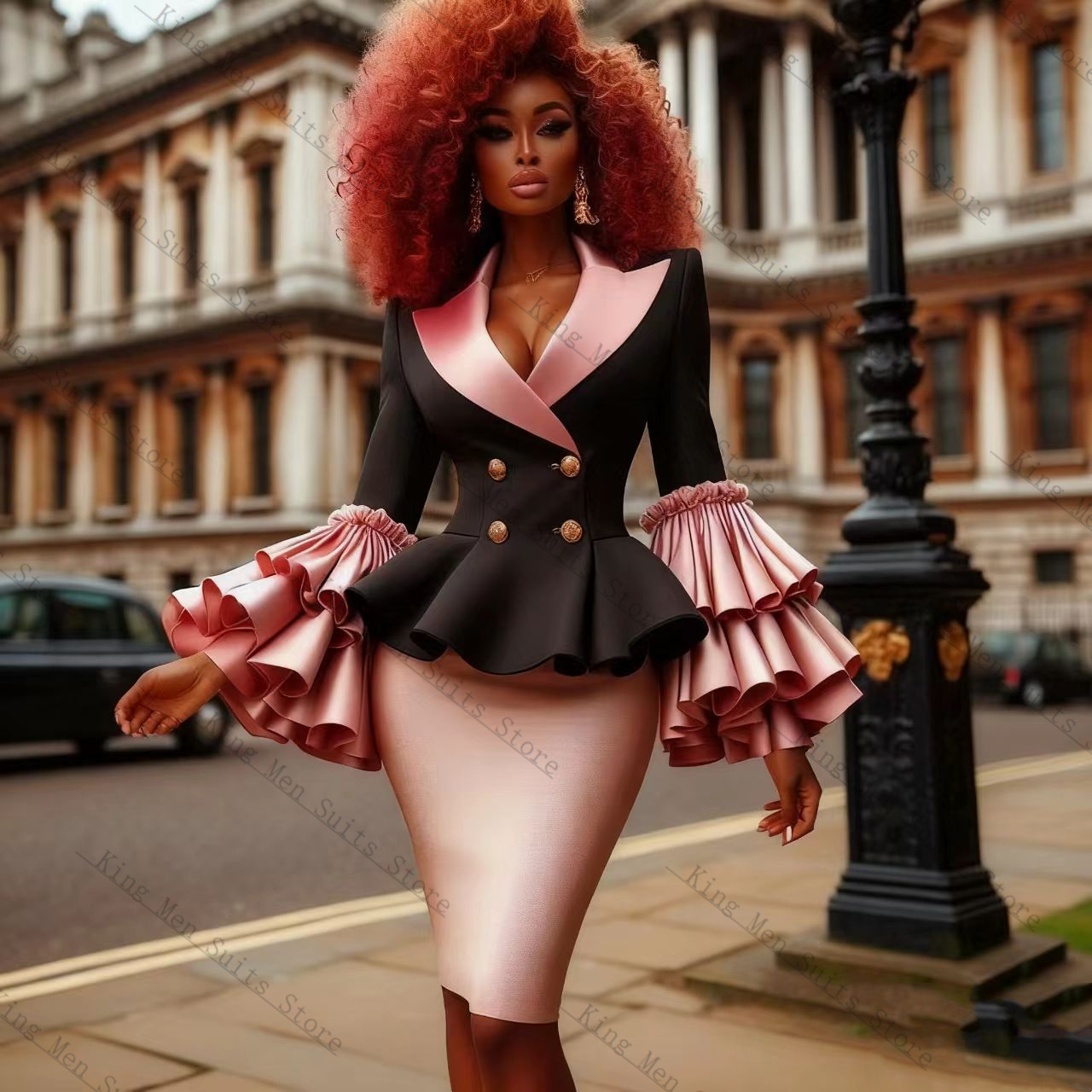 Black Pink Women Suit Set 2 Pc - Women'S Formal Wear For Wedding Guest 评论和价格