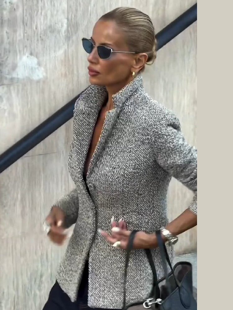 Elegant Women Slim Fit Tweed S - Formal Winter Wear Women Jacket 评论和价格