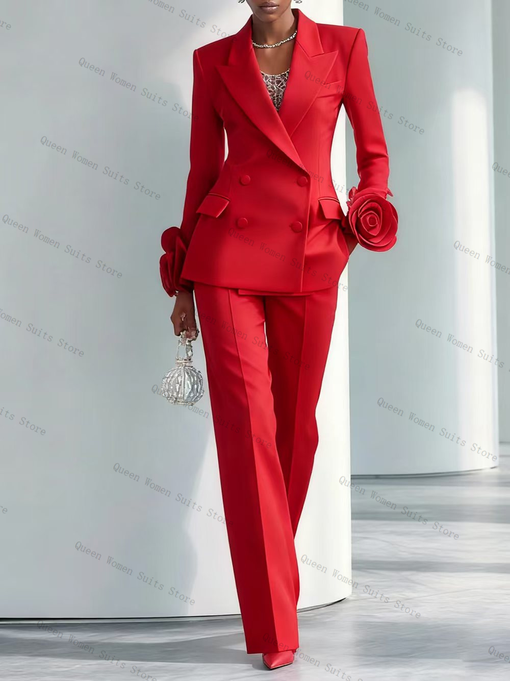 Luxury Red Women Suit Set 2 Pc - Women'S Formal Wear For Wedding Guest 评论和价格