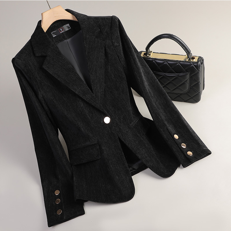 Yellow Gold Velvet Blazer Wome - Formal Winter Wear Women Jacket 评论和价格