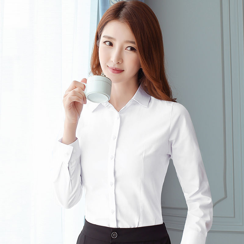 Korean Slim Black White Blouse - Women Formal Wear Shirts 评论和价格