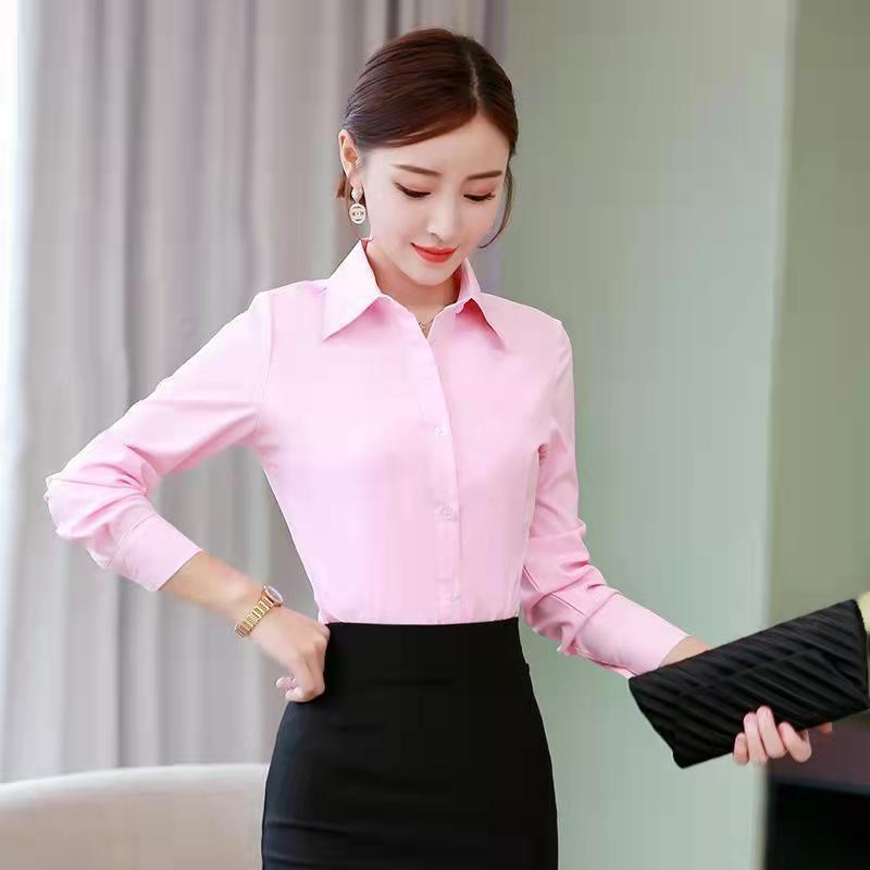 Korean Slim Black White Blouse - Women Formal Wear Shirts 评论和价格