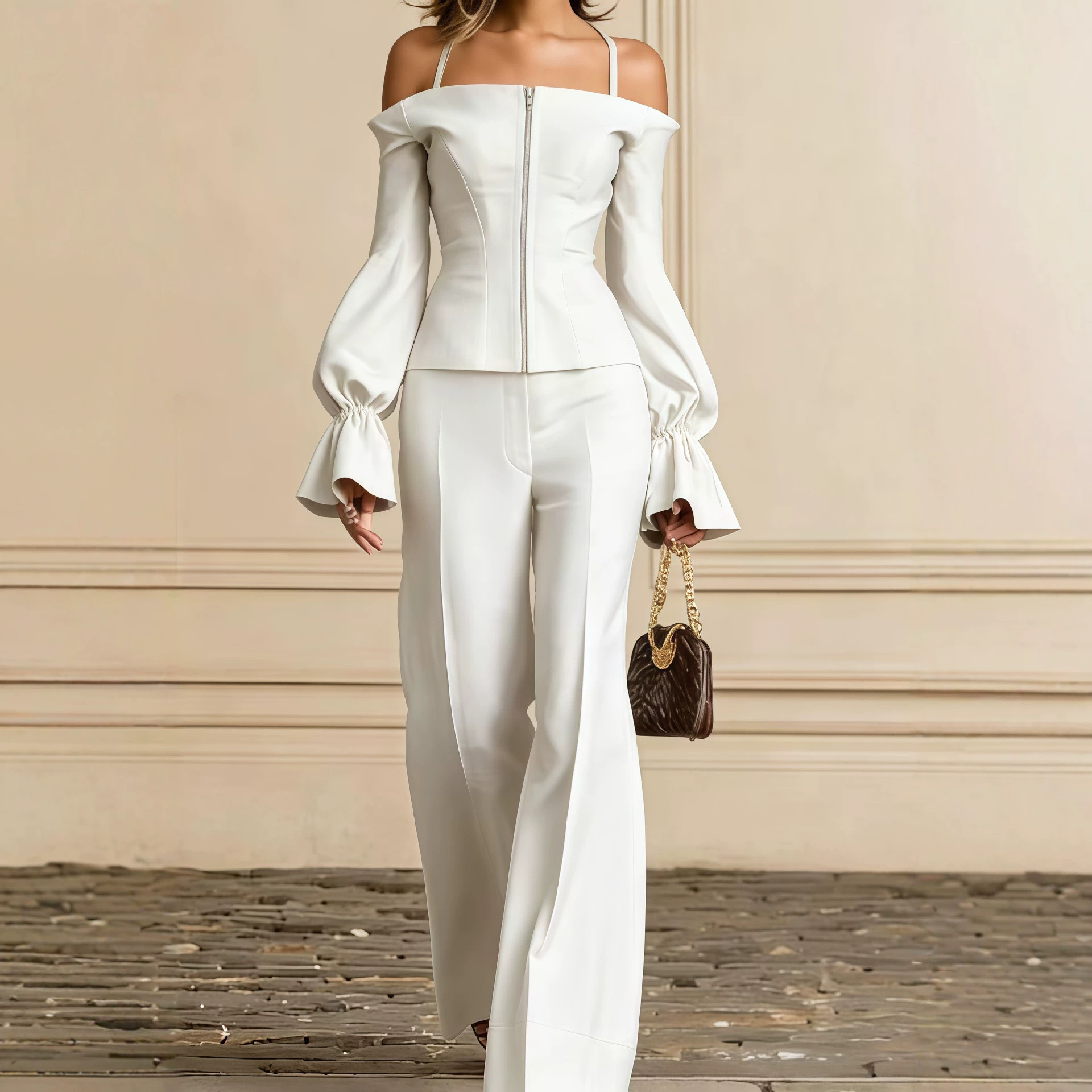 2 Piece Pants Set Women Solid  - Women'S Formal Wear Pants 评论和价格
