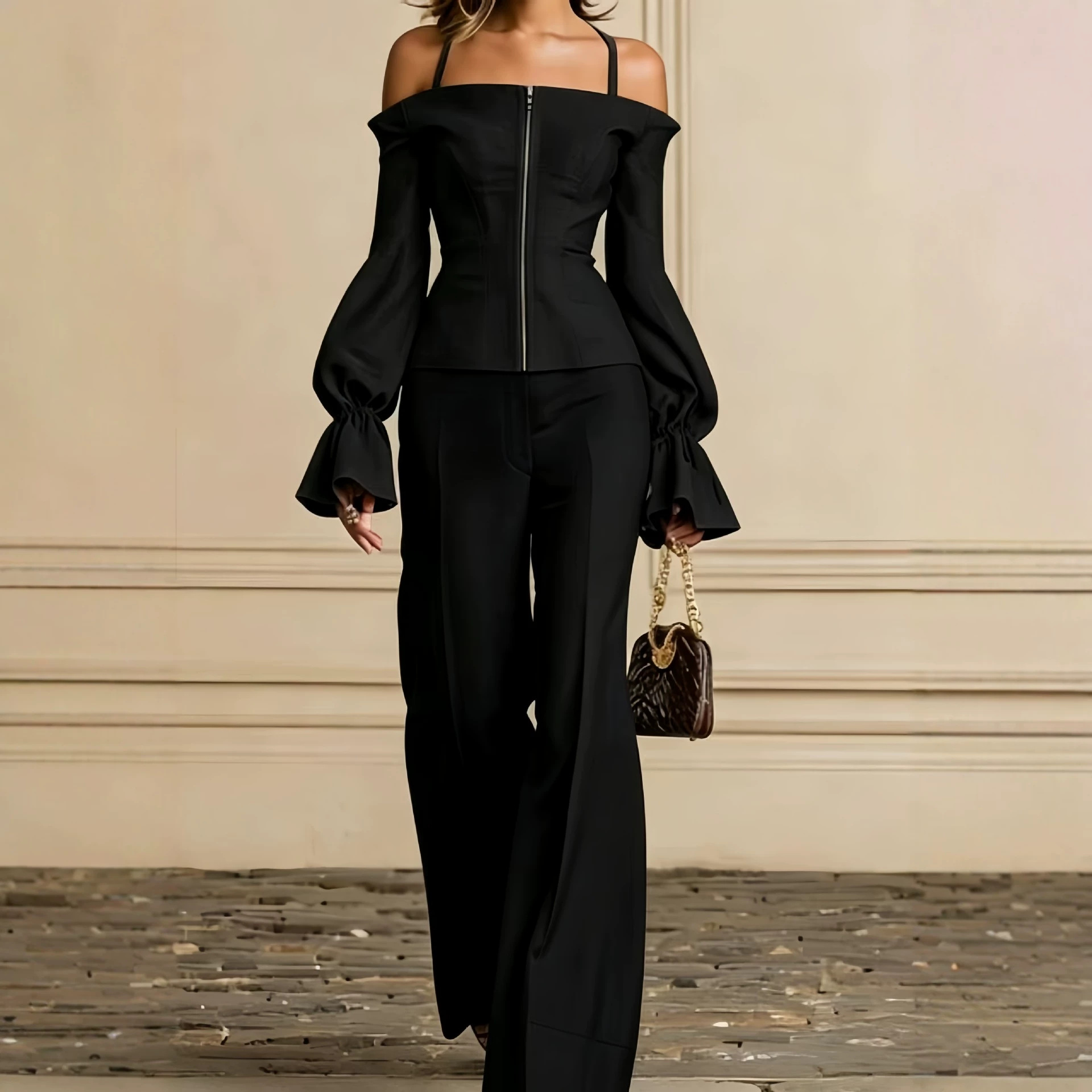 2 Piece Pants Set Women Solid  - Women'S Formal Wear Pants 评论和价格