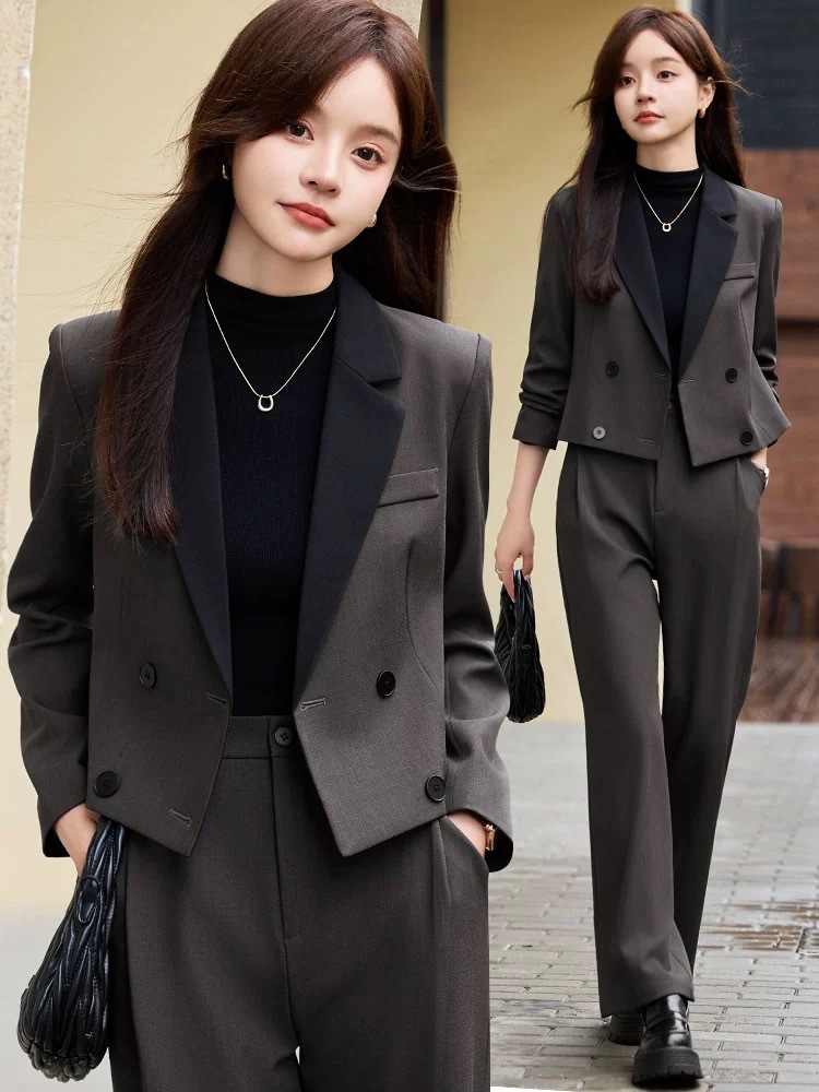 Gray short blazer for women, n - Women Formal Wear Shirt And Pant 评论和价格