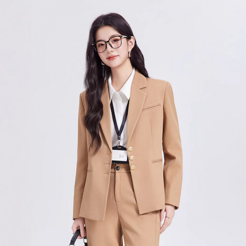 Khaki women's suit set, high-e - Women Formal Wear Shirt And Pant 评论和价格