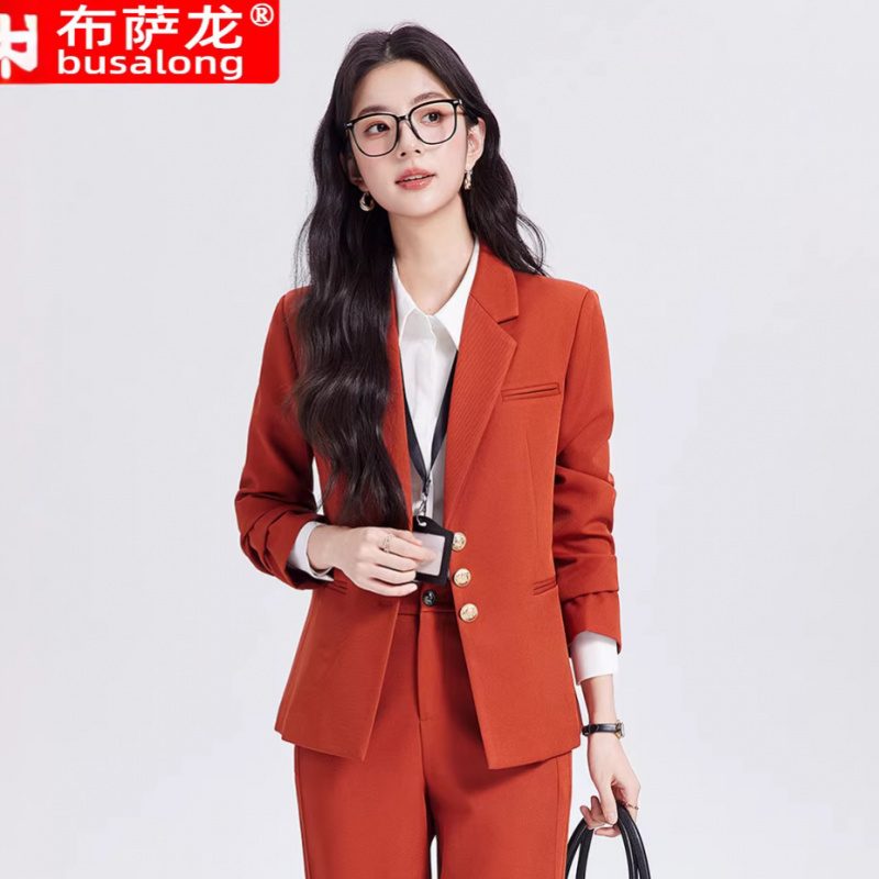Khaki women's suit set, high-e - Women Formal Wear Shirt And Pant 评论和价格