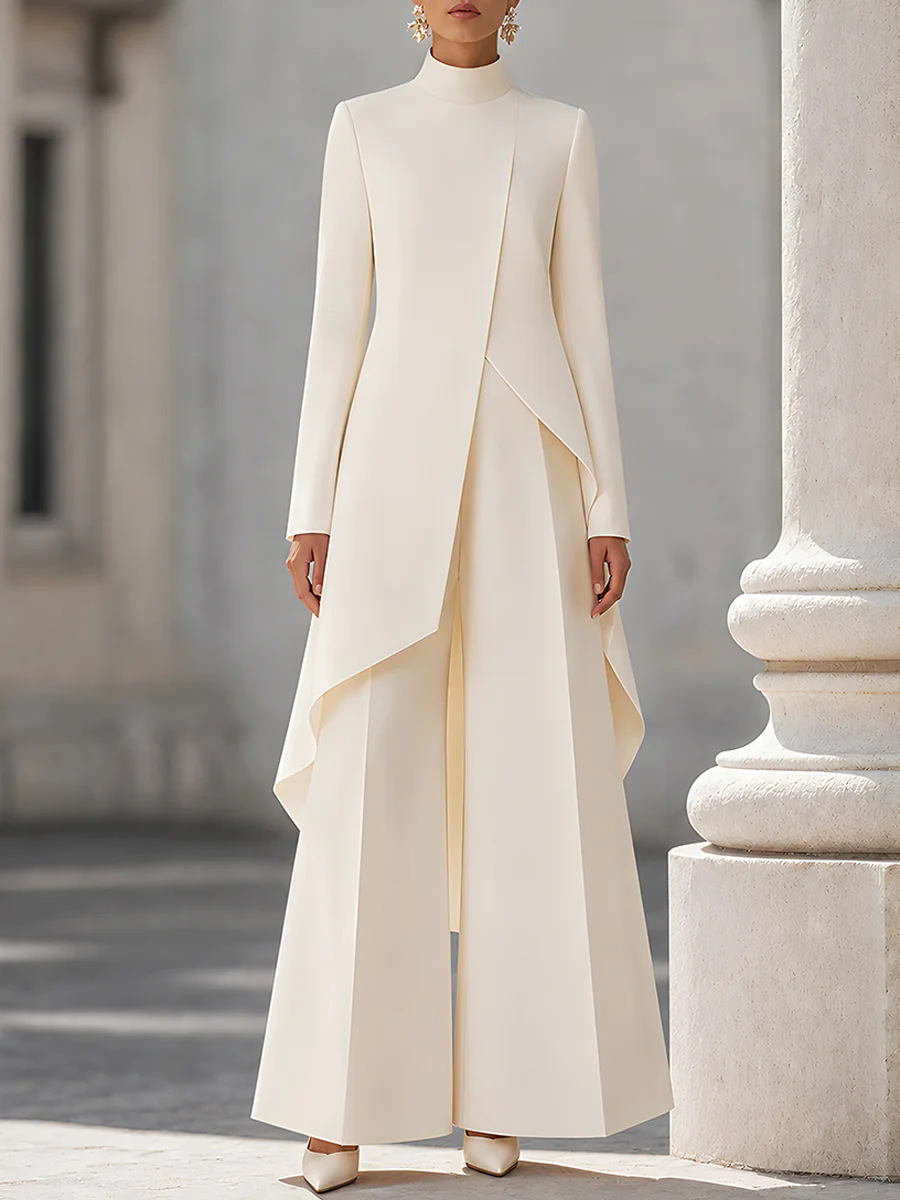 Women Two Piece Outfit Mock Ne - Women'S Formal Wear Pants 评论和价格