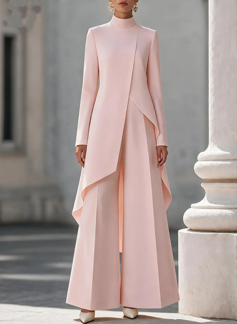 Women Two Piece Outfit Mock Ne - Women'S Formal Wear Pants 评论和价格