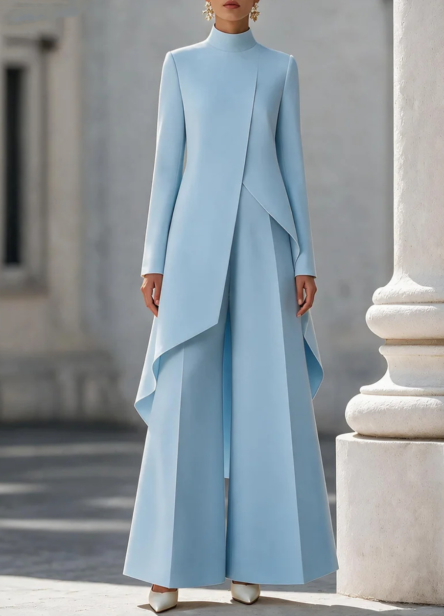 Women Two Piece Outfit Mock Ne - Women'S Formal Wear Pants 评论和价格