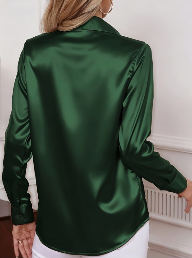 Women Satin Lapel Collar Blous - Women Formal Wear Shirts 评论和价格
